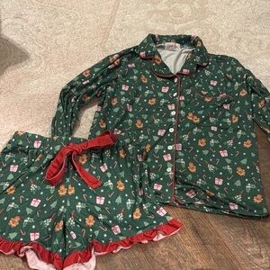 Festive Green and Red Holiday Pajama Set